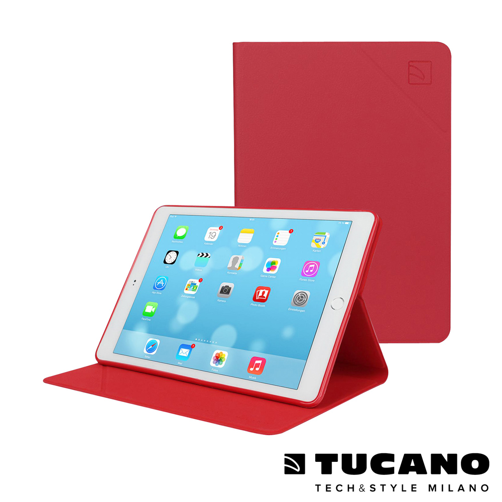 TUCANO iPad Air2 Angolo 時尚可站立式皮革紋保護套-紅