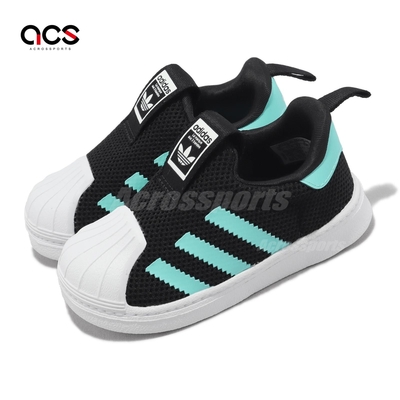 adidas 童鞋 Superstar 360 I 小童 幼童 黑 綠 貝殼頭 套入式 無鞋帶 三葉草 愛迪達 IF5915