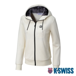 K-SWISS  Hoodie W/Fur Jacket刷毛連帽外套-女-米白