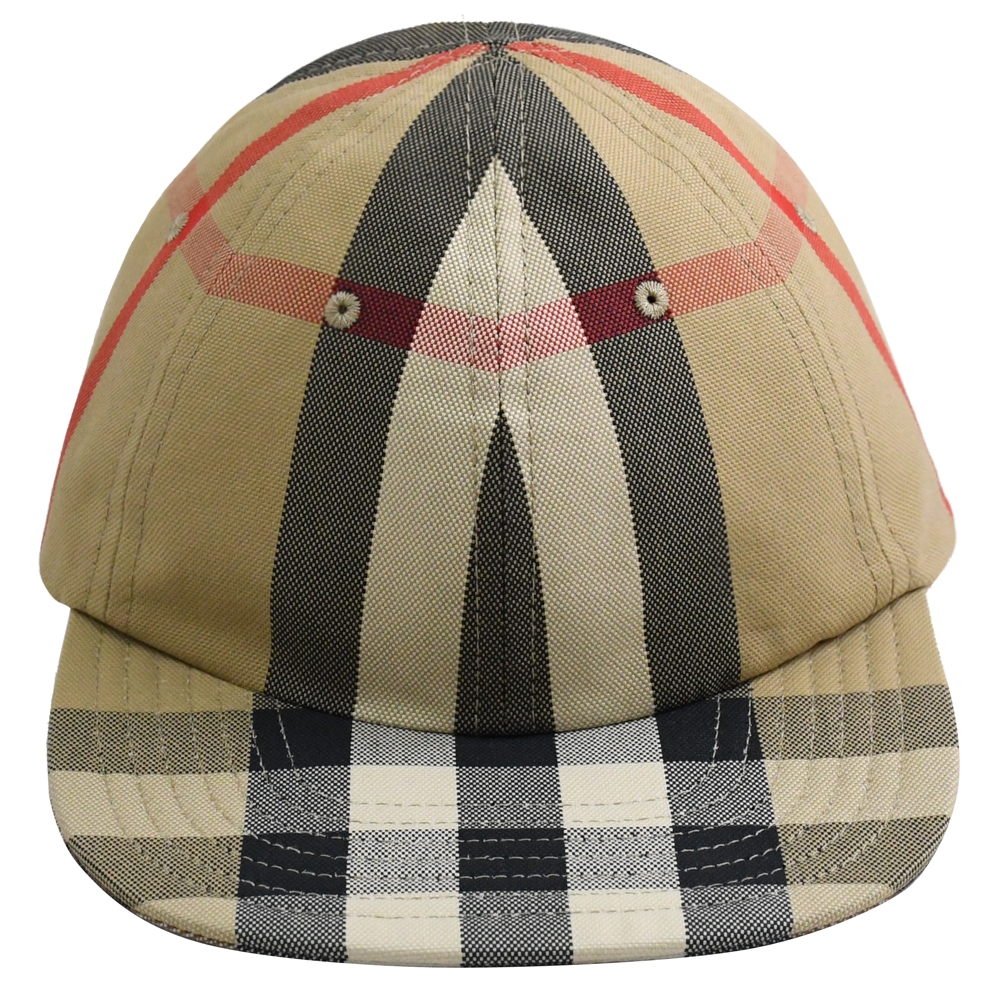 BURBERRY 經典英系格紋飾邊棒球帽/遮陽帽(駝)