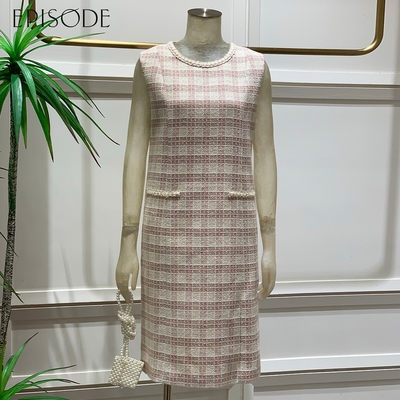 EPISODE - 優雅小香風格紋顯瘦無袖洋裝135705（粉）
