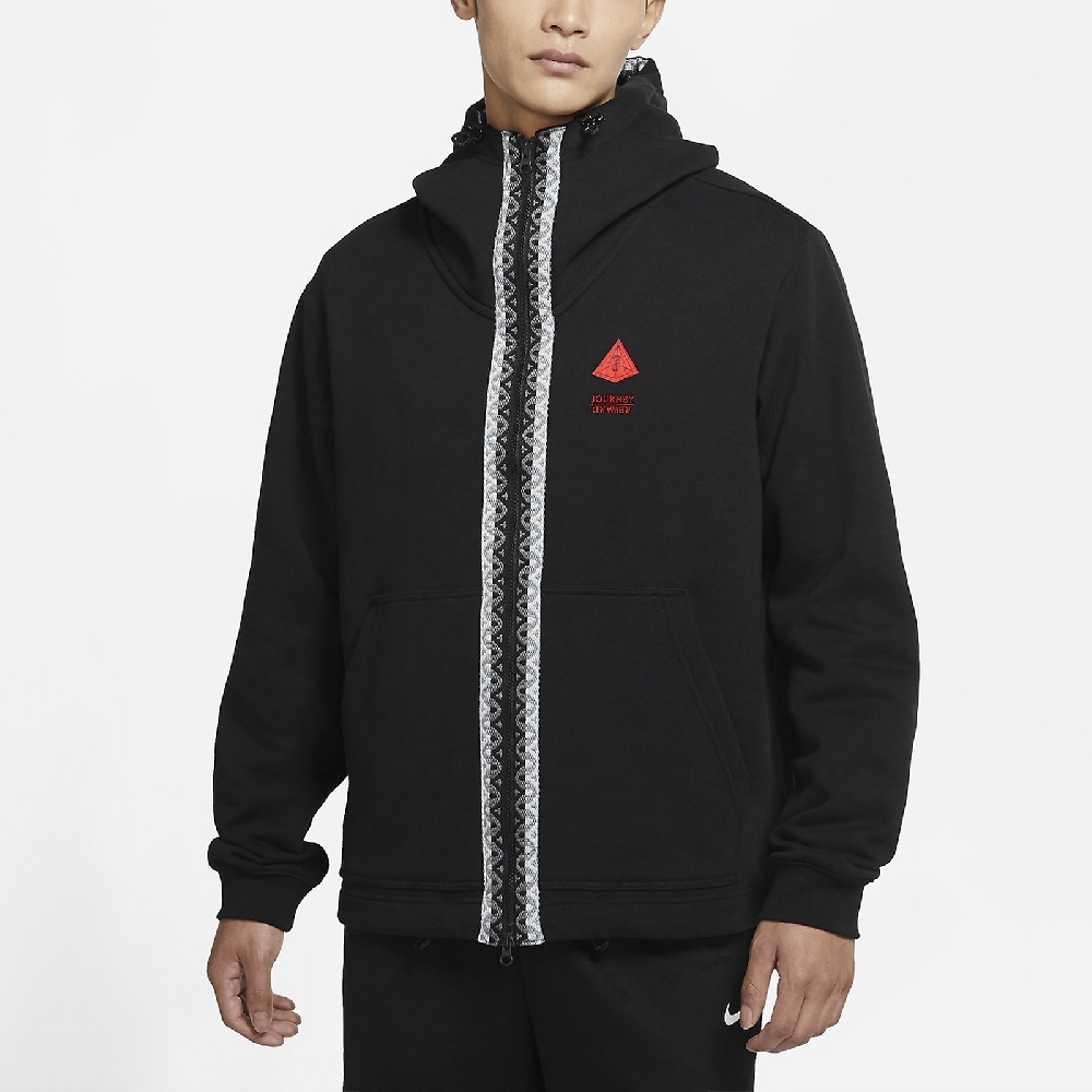 Nike 外套 Kyrie Full-Zip Hoodie 男 內刷毛 運動休閒 連帽 抽繩 穿搭 厄文 黑 紅 DA6690-010