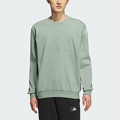 Adidas ST GFX WM CREW [IK2796] 男 長袖 上衣 亞洲版 運動 休閒 基本款 棉質 舒適 綠