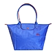 LONGCHAMP LE PLIAGE 經典刺繡Logo長提把手提包/肩背包(大) 藍色 product thumbnail 1