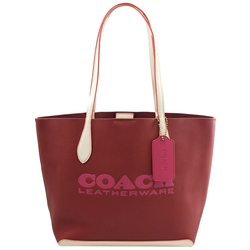 COACH KIA品牌LOGO印花皮革托特包(櫻桃紅)