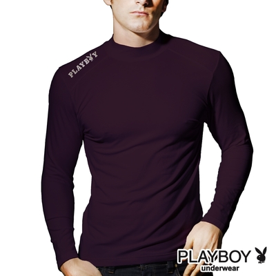 PLAYBOY MIT莫代爾精梳棉親膚半高領保暖長袖衫-單件-深紫