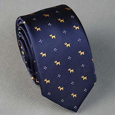 拉福 領帶窄版領帶6cm領帶拉鍊領帶(兒童黃狗)
