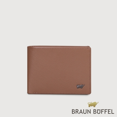 【BRAUN BUFFEL 德國小金牛】台灣總代理 至尊 6卡男夾-深棕色/BF536-312-SI