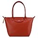 LONGCHAMP LE PLIAGE CITY系列PVC帆布長把肩背水餃包(小/赤褐) product thumbnail 1