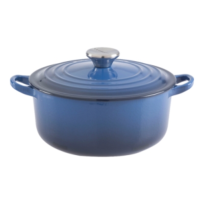 LE CREUSET 琺瑯鑄鐵圓鍋24cm-琉璃藍-鋼頭