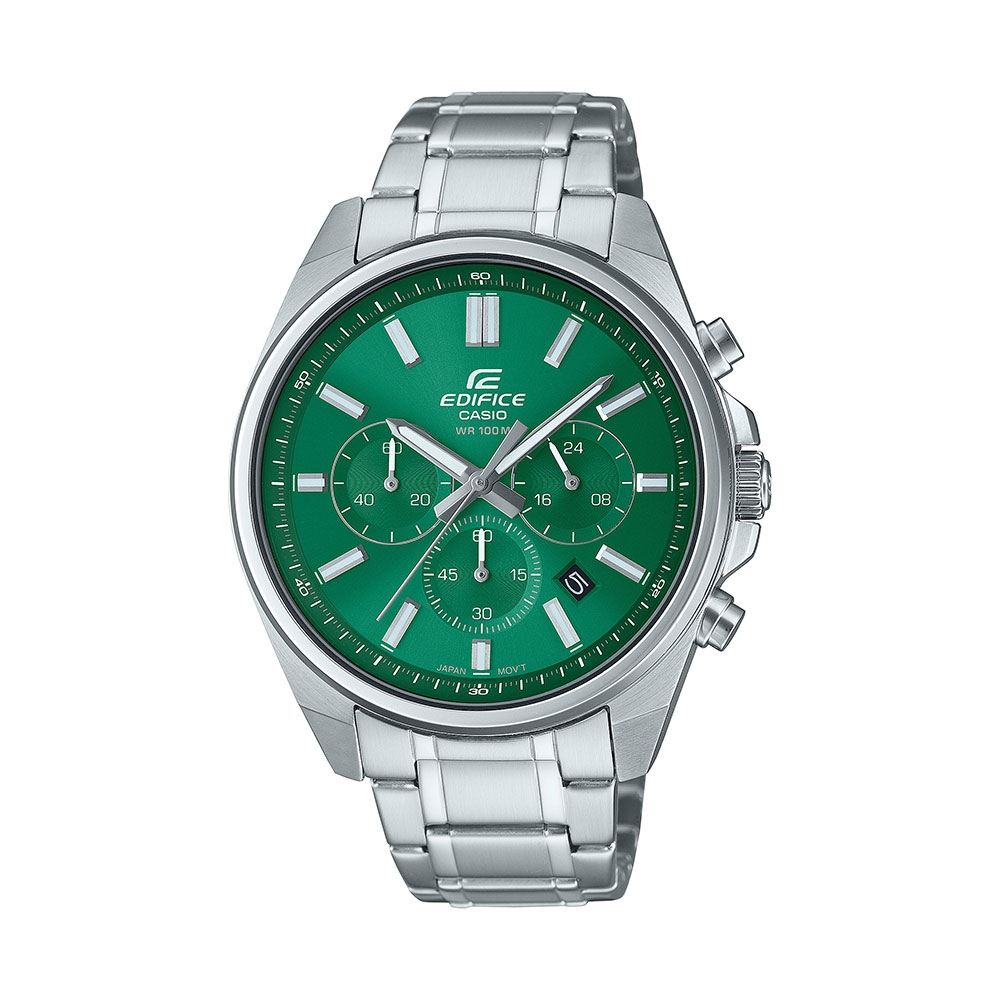 CASIO卡西歐 EDIFICE 三針三眼 標準計時鐘錶 日期顯示窗 奢華綠 EFV-650D-3A_43.5mm