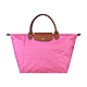 LONGCHAMP  LE PLIAGE系列壓印LOGO尼龍摺疊短提把拉鍊手提包(中/牡丹粉紅) product thumbnail 1