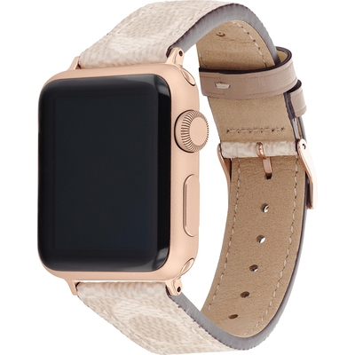 COACH Apple Watch 錶帶 38/40mm 適用 皮錶帶 母親節禮物 送禮推薦- 淺色x玫瑰金(不含手錶)
