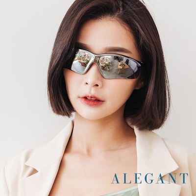 ALEGANT流線設計鈦銀色運動太陽眼鏡/UV400墨鏡/安全/防護/防風眼鏡/護眼首選