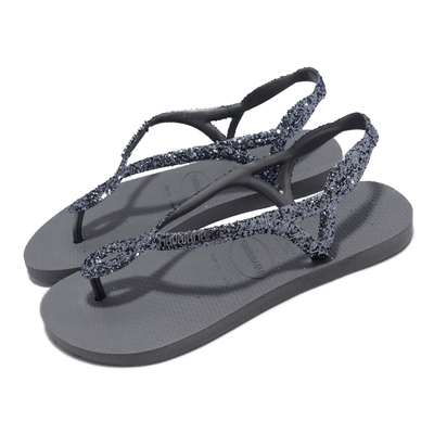 Havaianas 涼拖鞋 Luna Premium II 女鞋 深灰 珠光 亮片 麻花 夾腳 哈瓦仕 41470095178W