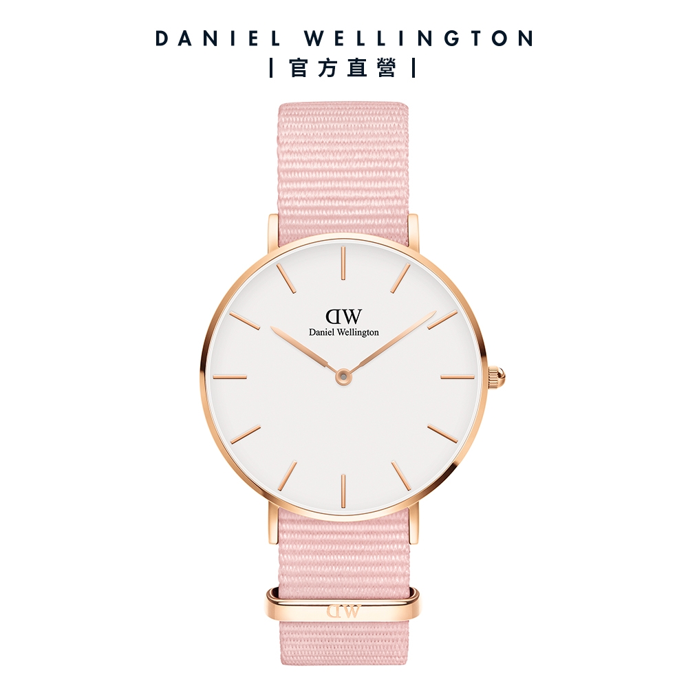 Daniel Wellington DW 手錶 Petite Rosewater 36mm櫻花粉織紋錶-白錶盤-玫瑰金框 DW00100360