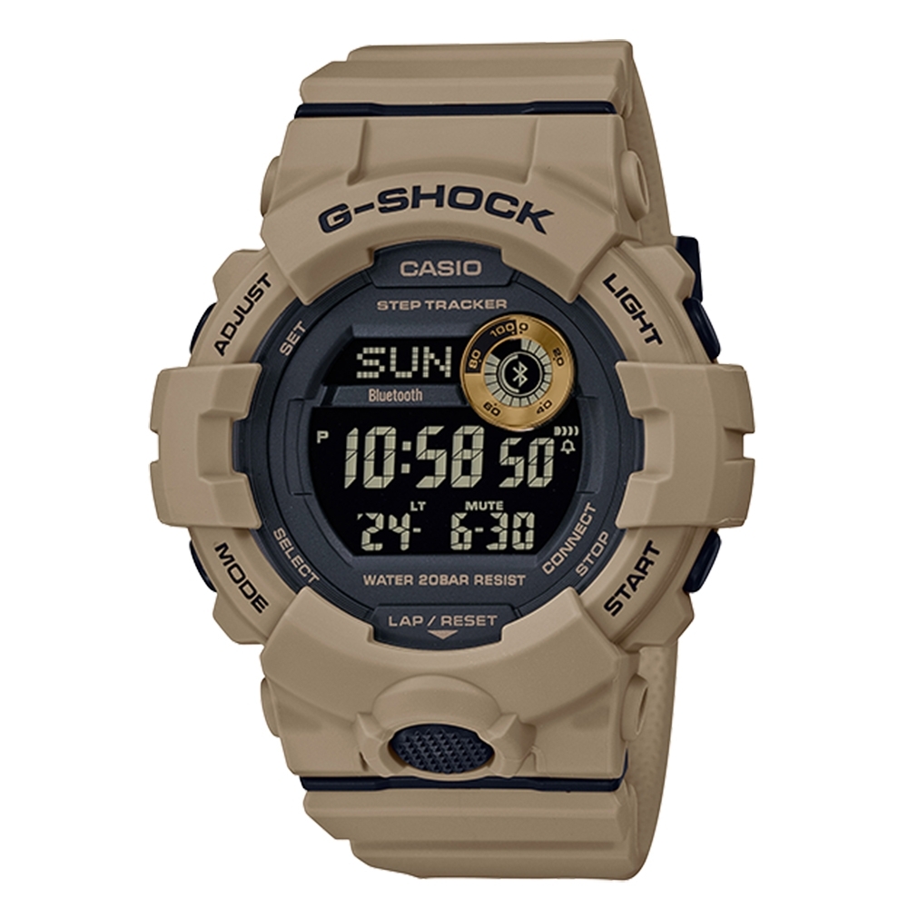 CASIO 卡西歐G-SHOCK經典手機藍牙連線功能運動錶-卡其(GBD-800UC-5)