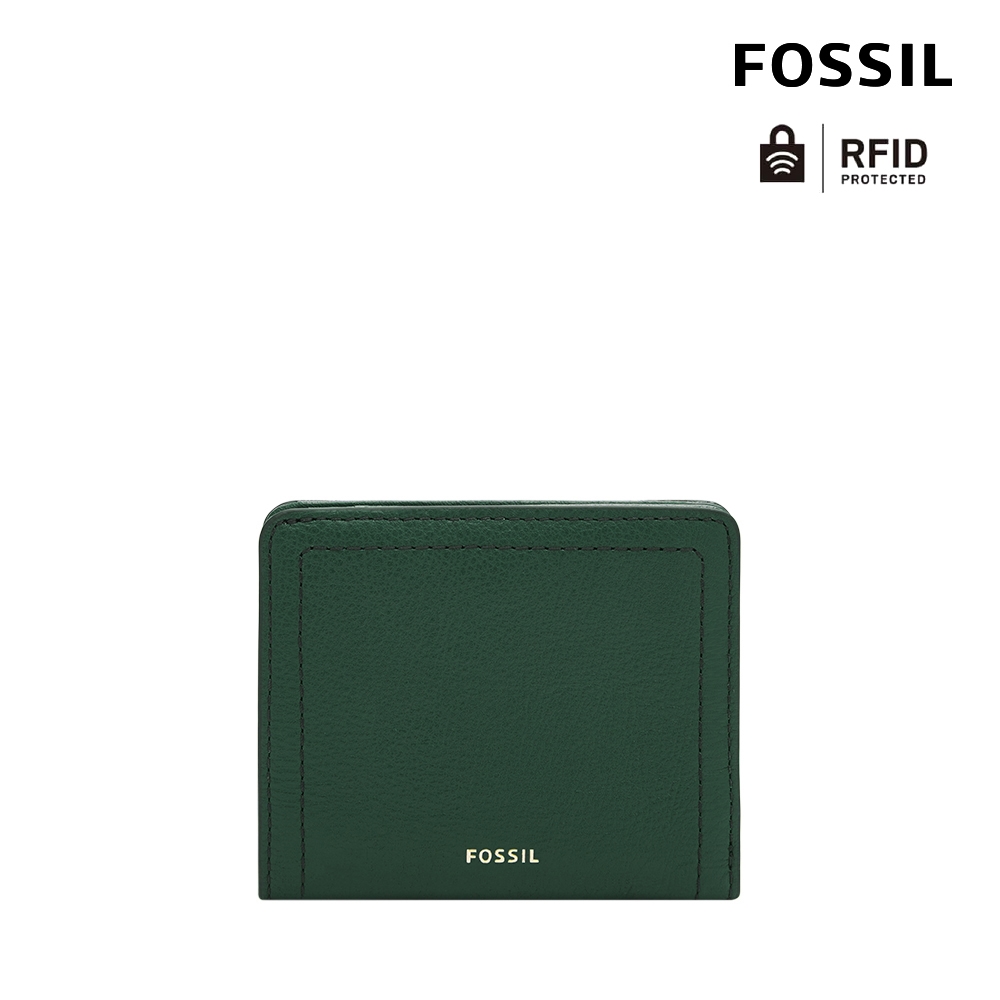 FOSSIL Logan 真皮RFID防盜短夾-松綠色 SL7829298