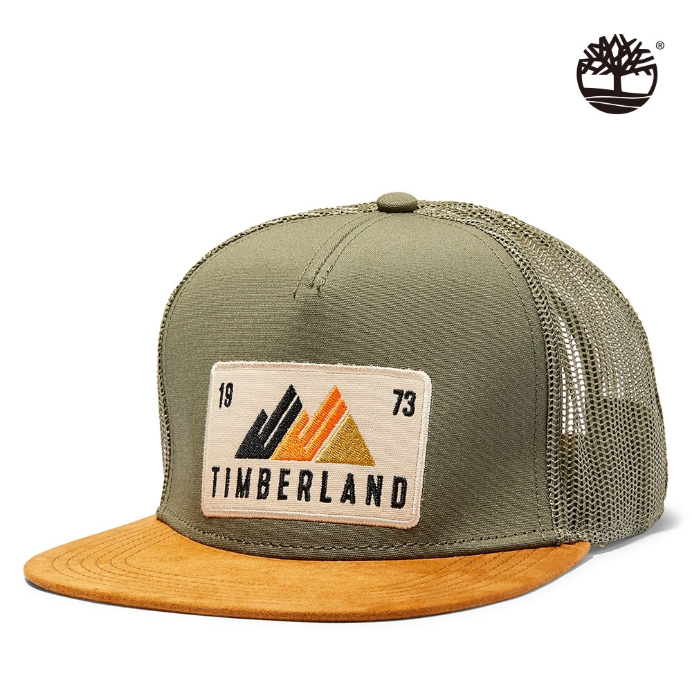 Timberland 中性橄欖綠山行棉帆布平簷帽|A1F12