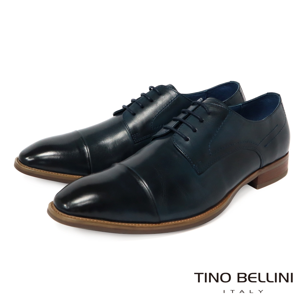 TINO BELLINI 男款 沉穩藍調牛皮繫帶紳士鞋