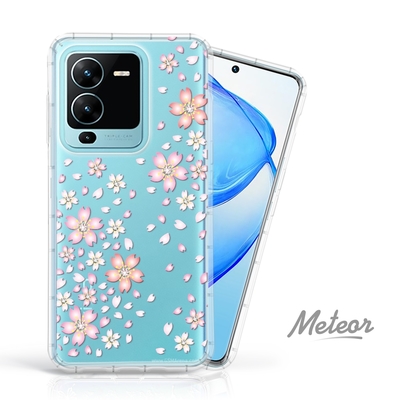 meteor vivo v25 pro 5g 奧地利水鑽彩繪防摔殼 - 櫻花