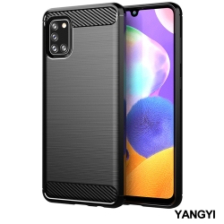 YANGYI揚邑 SAMSUNG Galaxy A31 碳纖維拉絲紋軟殼散熱防震抗摔手機殼