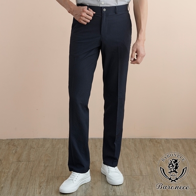 BARONECE 舒適修身機能休閒平面褲_藍黑色(150601-25)