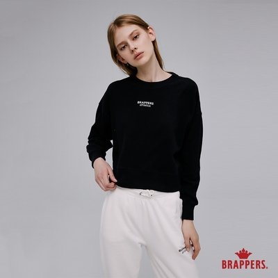 BRAPPERS 女款 Wellbe系列-休閒logo印花短版上衣-黑