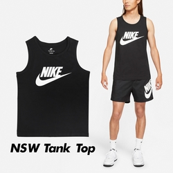 Nike 背心 NSW Tank Top 黑 白 男款 基本款 運動 休閒 Logo 無袖 純棉 AR4992-013