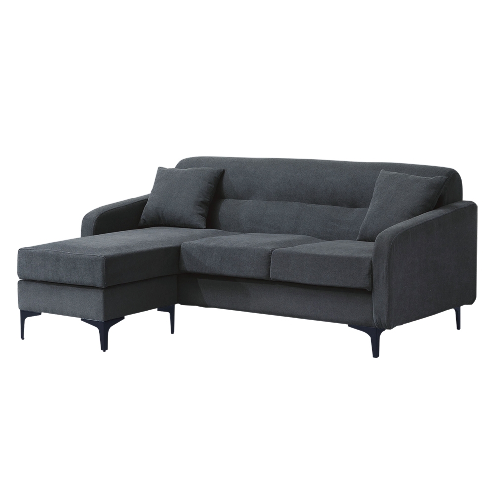 綠活居 亞茅斯 現代灰絲絨布Ｌ型沙發組合(三人座＋椅凳)-168x132x75cm免組
