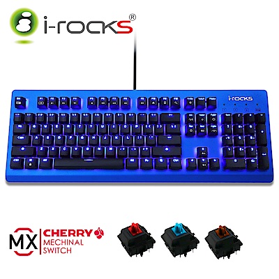 i-Rocks IRK65MS單色背光機械式鍵盤-藍蓋[Cherry青軸]