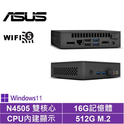 ASUS 華碩 NUC平台雙核{戰虎騎士P}Win11Pro迷你電腦(N4505/16G/512GB M.2)