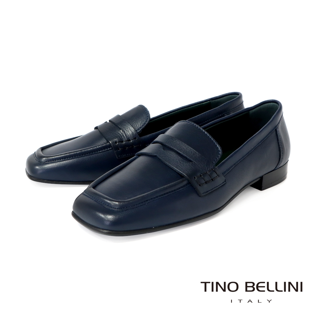 Tino Bellini 義大利進口全真皮方頭樂福鞋FYLT036(深藍)