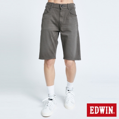 EDWIN JERSEYS 迦績 PK EJ3棉涼感寬鬆 牛仔短褲-男-中灰色