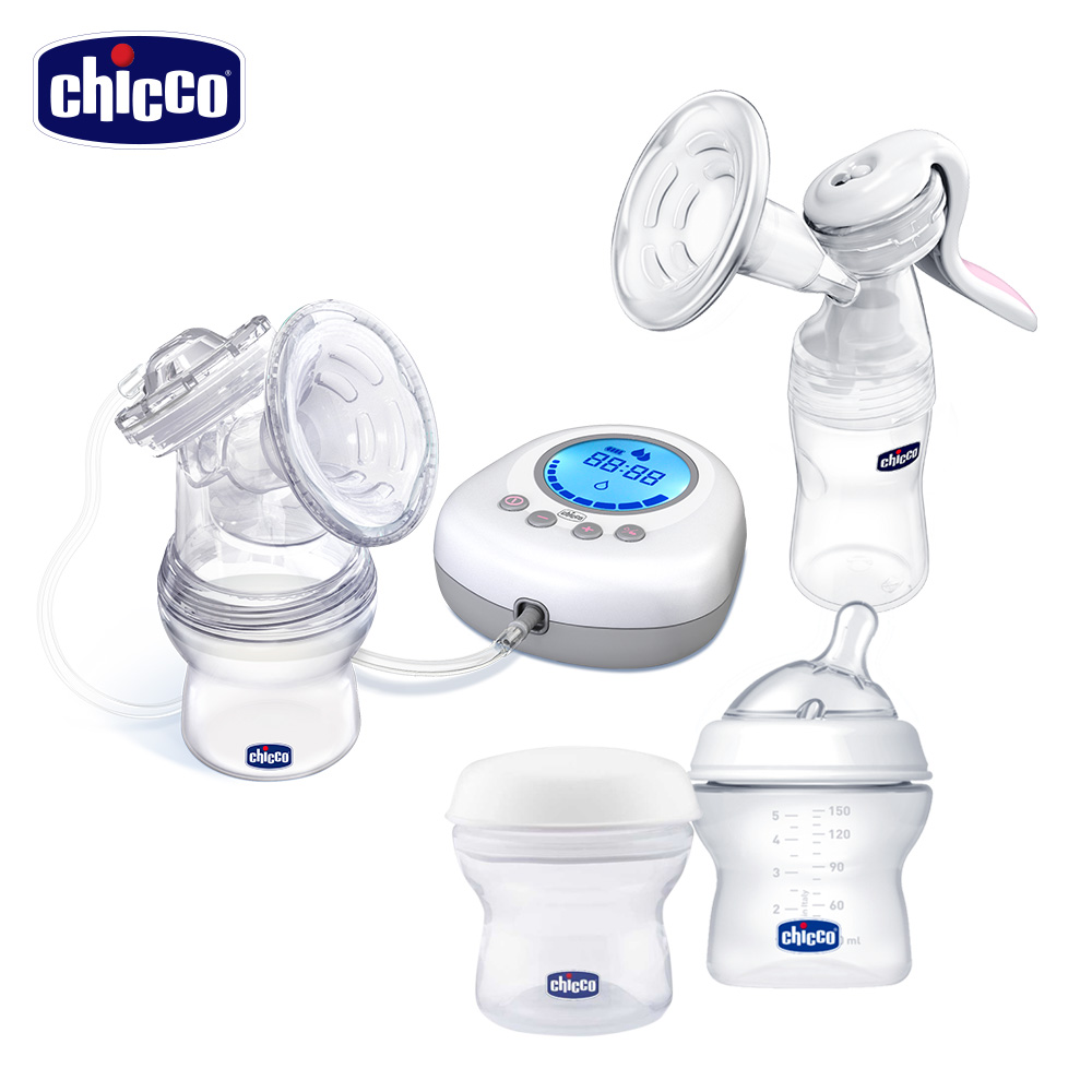 chicco-天然母感電動吸乳器+舒適哺乳手動吸乳器特惠組