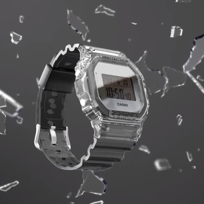 CASIO卡西歐 G-SHOCK半透明電子錶-透明灰(DW-5600SK-1D)/42.8mm