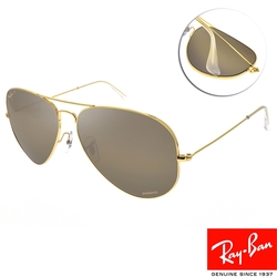 RayBan雷朋 飛行員 Chromance戀彩鏡片 偏光太陽眼鏡/金 灰鏡片#RB3025 9196G5-62mm