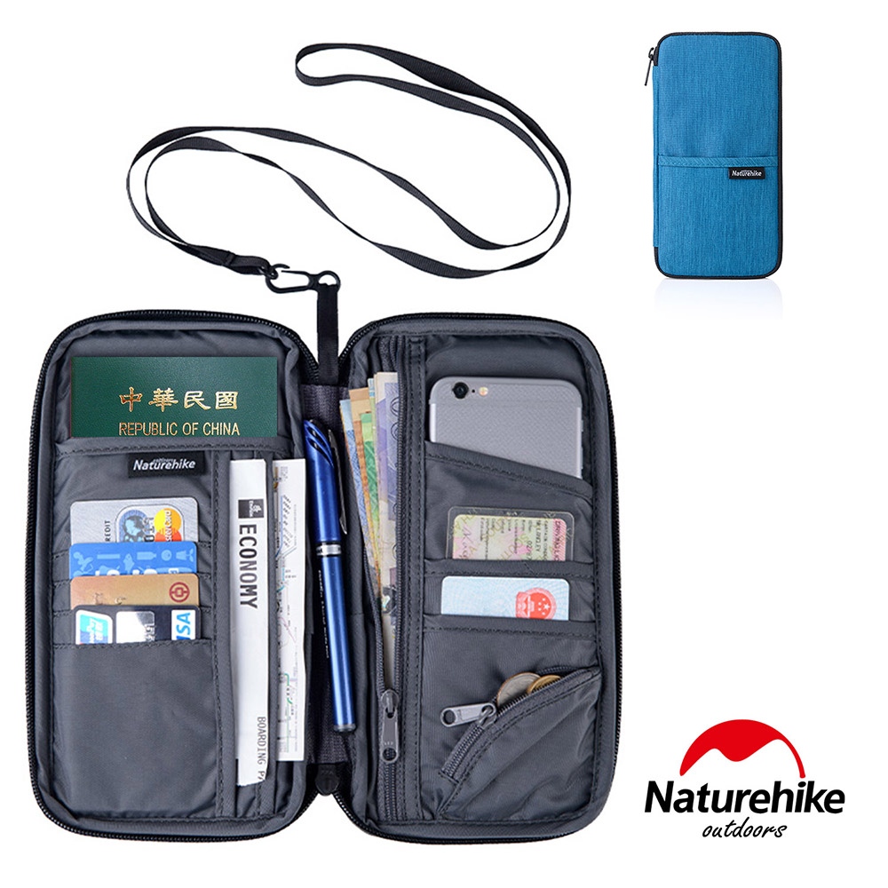 Naturehike 多功能防水旅行護照證件收納包 藍色-急