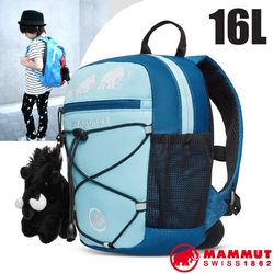 MAMMUT First Zip 兒童背包16L(附玩偶.急救哨)小朋友書包_炫藍/深冰藍