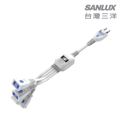 三洋SANLUX 2孔1對4分接延長線 (含開關) 2P轉向插頭