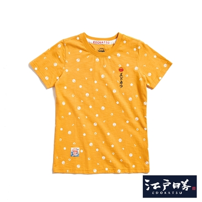 EDOKATSU 江戶勝 經典滿版LOGO短袖T恤-女-桔黃色