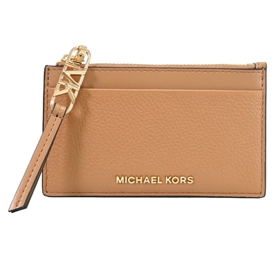 MICHAEL KORS EMPIRE 金屬LOGO卡片零錢包(淺咖)