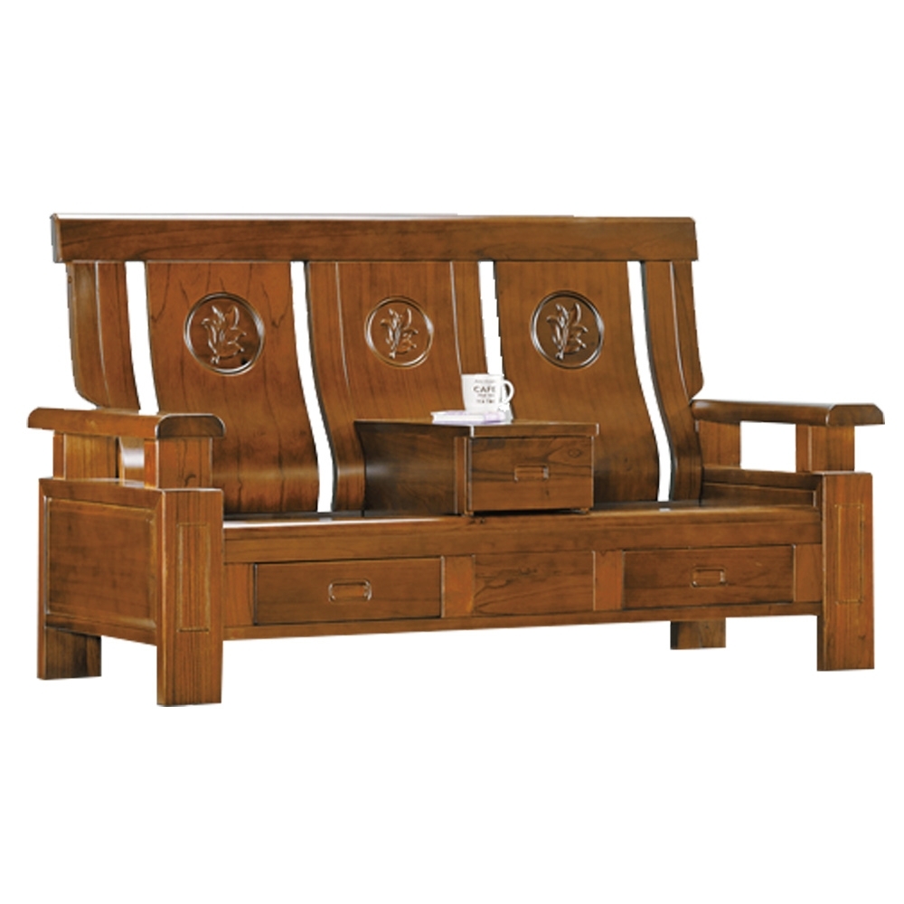 綠活居 賽米普典雅風實木抽屜二人座沙發椅(三抽屜設置)-172x77x103cm免組