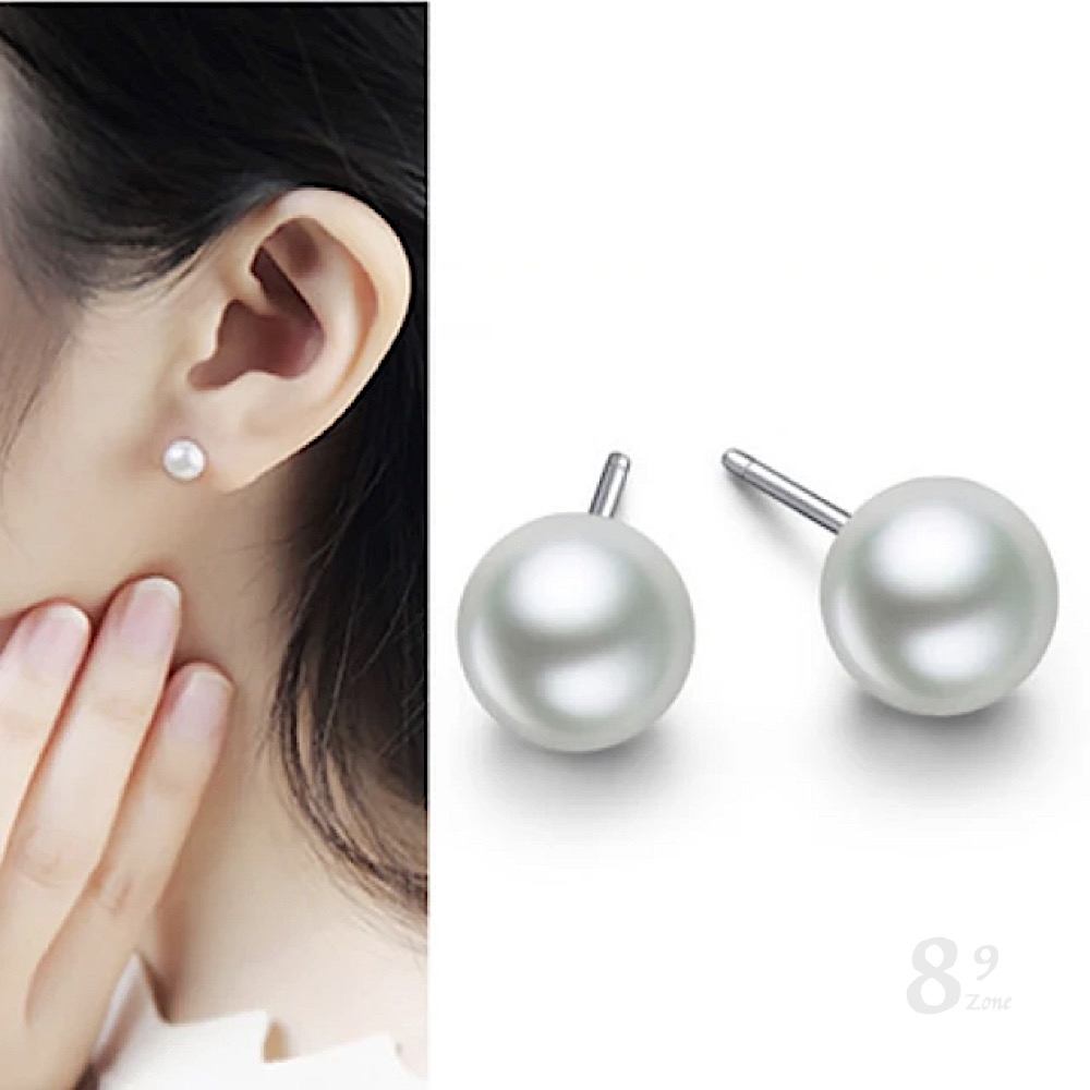 【89 zone】法式古典珍珠耳釘/耳環(銀)