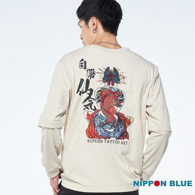 日本藍 BLUE WAY – 仙氣紋身藝妓假兩件長TEE