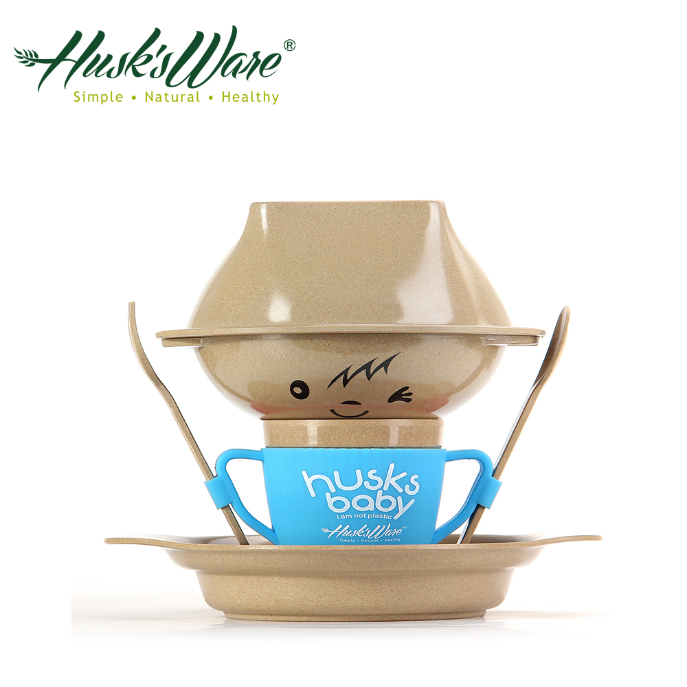 美國Husk’s ware 稻殼天然環保兒童餐具經典人偶款-藍色