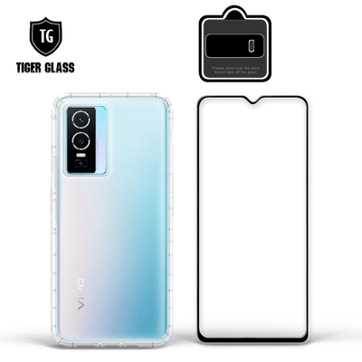 T.G vivo Y76 5G 手機保護超值3件組(透明空壓殼+鋼化膜+鏡頭貼)