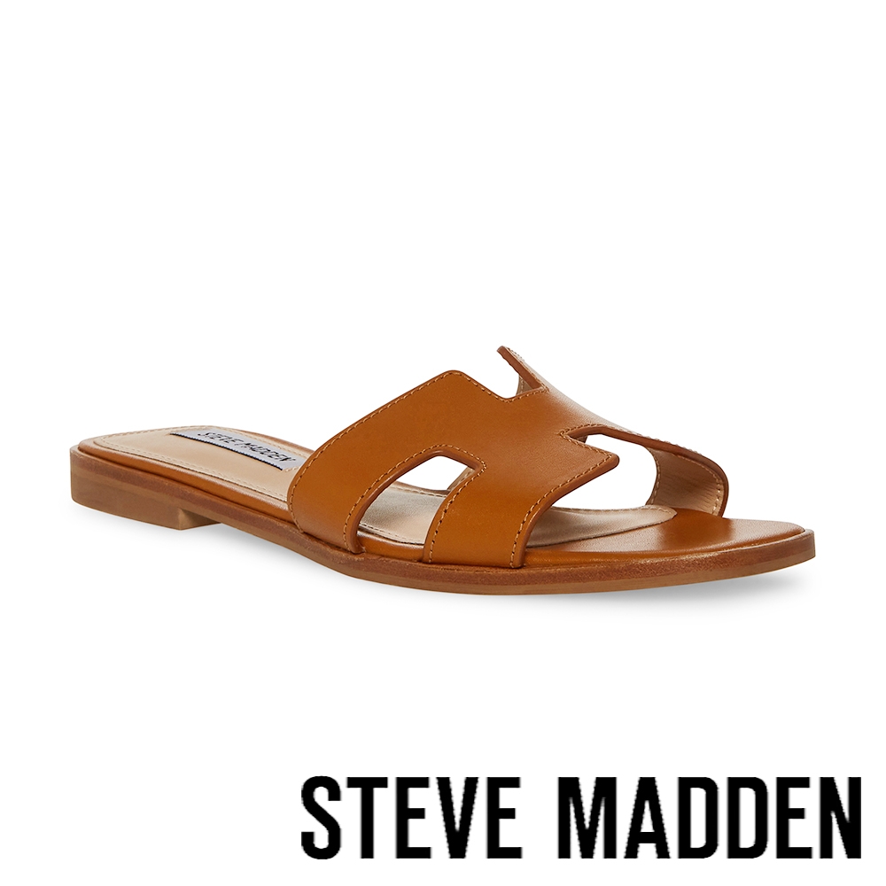 STEVE MADDEN-HADYN 皮革平底H涼拖-深棕色