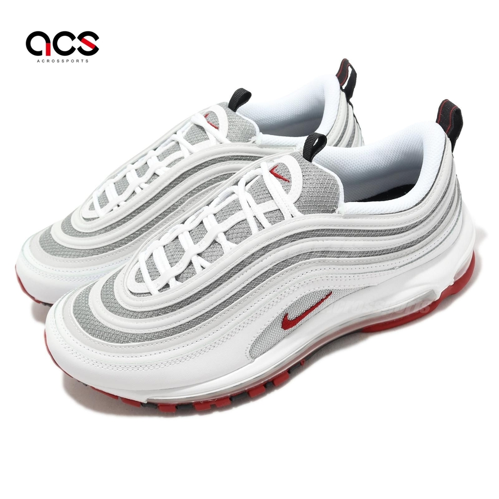 Nike 休閒鞋 Air Max 97 男鞋 女鞋 白 銀灰 紅勾 子彈 氣墊 金屬感 DM0027-100