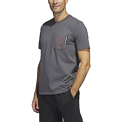 Adidas M City E PKT T [H49664] 男 短袖 上衣 T恤 運動 休閒 小口袋 棉質 舒適 深灰